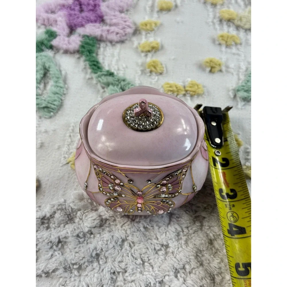 Ardleigh Elliott Wings of Hope Musical Trinket Box Pink Butterfly Porcelain